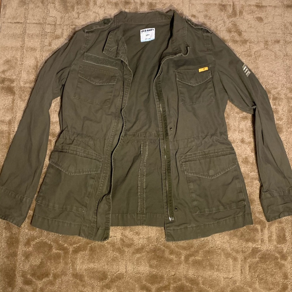 Old Navy Olive Jean Zip Up